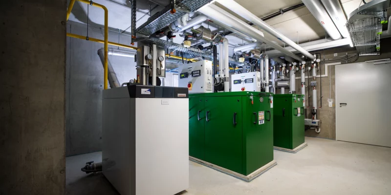 Aufnahme einer Heizungsanlage in einem Industriegebäude